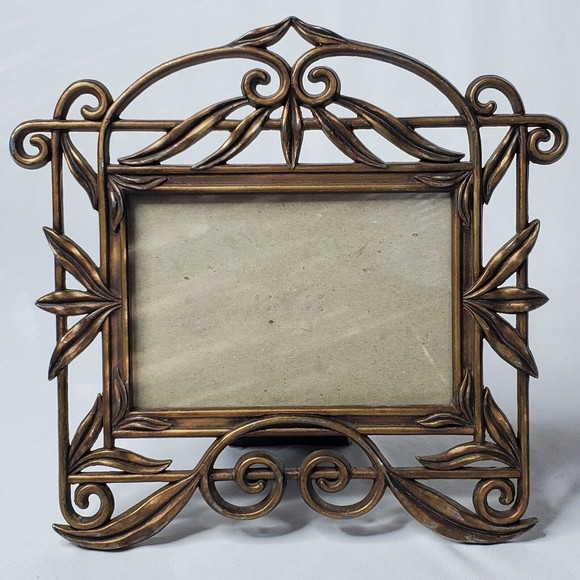Vintage Terragrafics 1996 Nouveau Style Distressed Brass Metal Picture Frame 3x5 - Picture 1 of 13